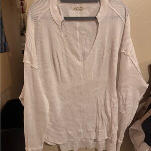 We The Free Cream Waffle Knit Top